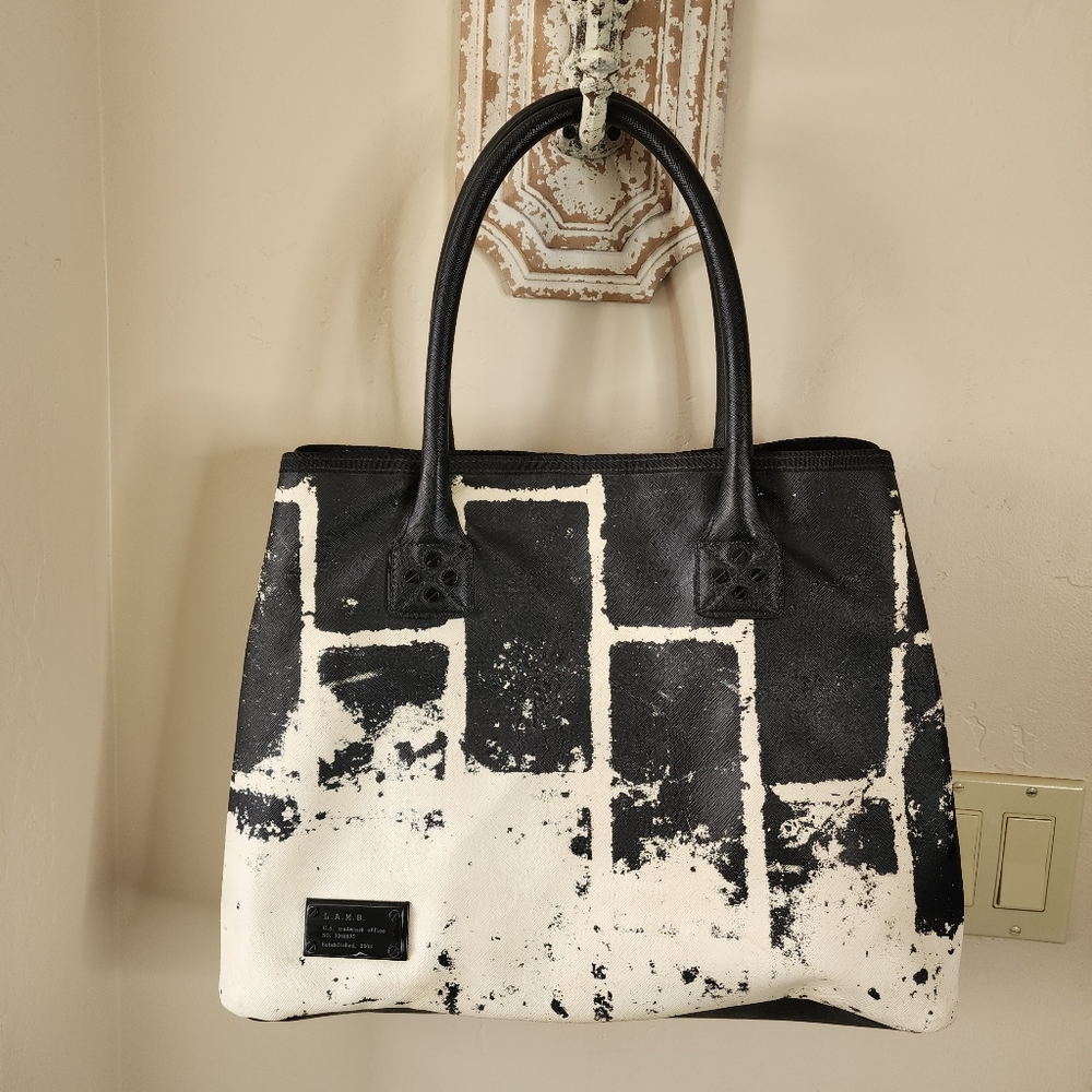 L..A.M.B large tote handbag | Black and White Geo | EUC